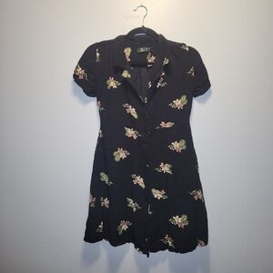 Black Floral Volcom Button Up dress | XSmall